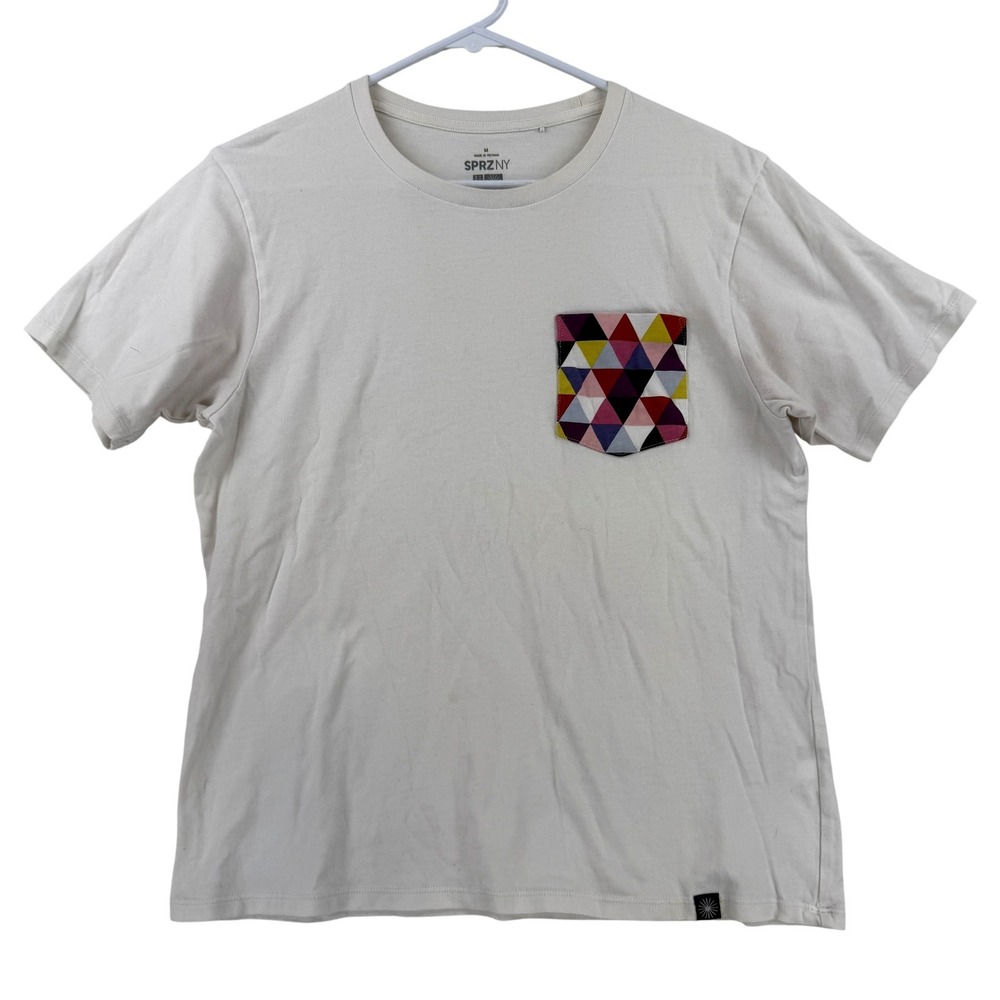 Uniqlo SPRZ NY Shirt Mens‎ Medium White MoMA Eames Geometric Pocket Tee T-Shirt